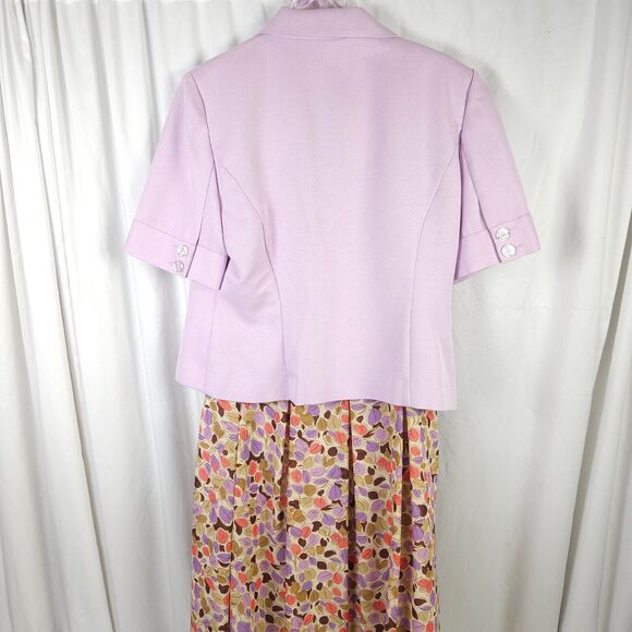 Studio 1 Womens Size 14 Colorful Sleeveless Floral Dress W/ Purple Blazer Jacket - Picture 2 of 13